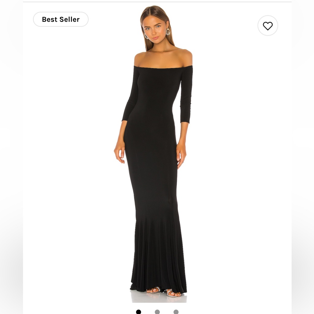 Norma Kamali Off The Shoulder Fishtail Gown In Black Size Small